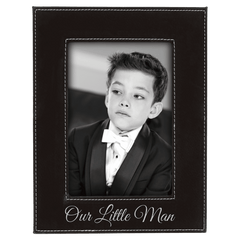 Black/Silver 4" x 6" Laserable Leatherette Photo Frame