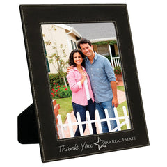 Black/Silver 8" x 10" Laserable Leatherette Photo Frame