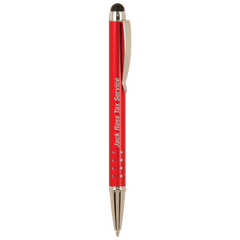 Red with Silver Trim Laserable Pen with Stylus