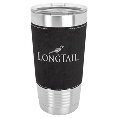 Black/Silver Polar Camel 20 oz. Laserable Leatherette Tumbler with Clear Lid
