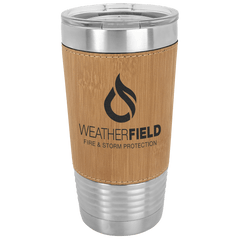 Polar Camel 20 oz. Bamboo Laserable Leatherette Polar Camel Tumbler with Clear Lid