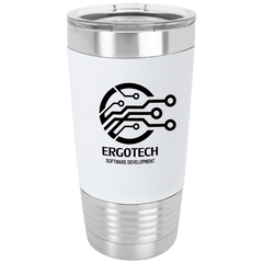 White/Black Tumbler with Silicone Grip and Clear 20 oz. Polar Camel Lid