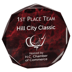 Red 6" Marble Octagon Acrylic Award