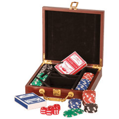 Rosewood Finish 100 Chip Poker Set