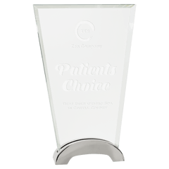 8 1/2" Fan Platinum Glass with Arch Metal Base