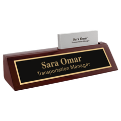 8 1/2" Rosewood Piano Finish Desk Wedge with Business Card Holder