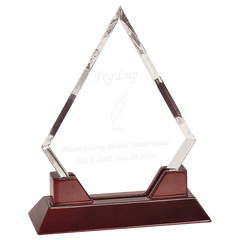 9 1/2" Diamond Prestige Acrylic with Rosewood Piano Finish Base