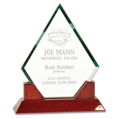 9 1/2" Jade Diamond Prestige Glass with Rosewood Piano Finish Base
