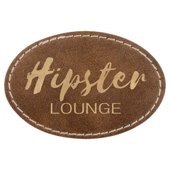 3" x 2" Oval Rustic/Gold Laserable Leatherette Patch with Adhesive