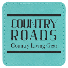 Teal 2 1/2" x 2 1/2" Laserable Leatherette Patch with Adhesive