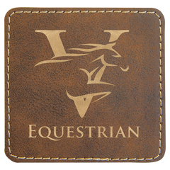 3" x 3" Square Rustic/Gold Laserable Leatherette Patch with Adhesive