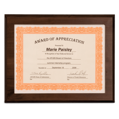 13" x 10 1/2" Cherry Finish Slide-In Frame Plaque with 11" x 8 1/2" Window