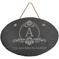 11 3/4" x 7 3/4" Oval Slate Decor with Hanger String