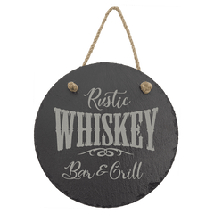 7 3/4" Round Slate Decor with Hanger String