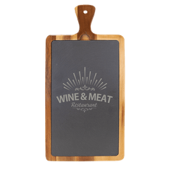 16" x 7 3/4" Acacia Wood/Slate Cutting Board