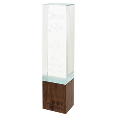 9 3/4" Rectangle Sierra Glass with Walnut Base