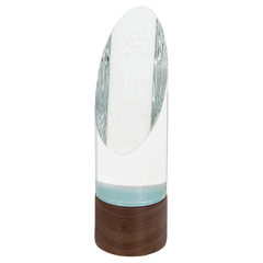 9" Cylinder Sierra Glass with Walnut Base