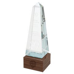 9 3/4" Obelisk Sierra Glass with Walnut Base