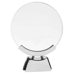 8 1/2" Round Voyager Glass with Silver/Black Base