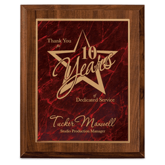 9" x 12" Cherry Finish Plaque with Red Marbleized Plate