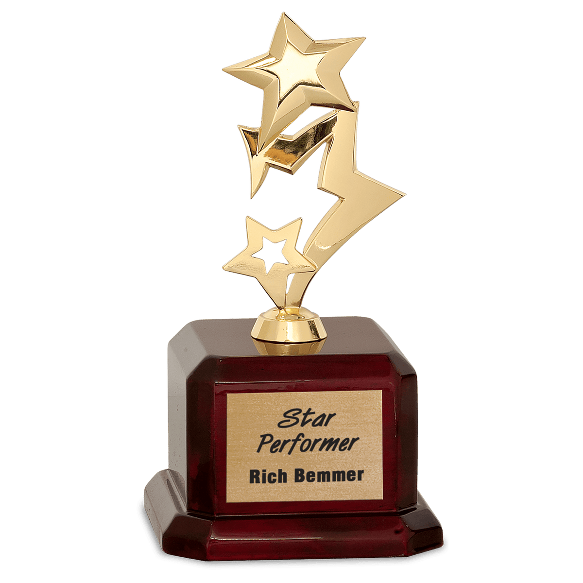 Gold Metal Rising 3-Star on Rosewood Piano Finish Base