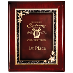 8" x 10" Premium Rosewood Finish Plaque with Red Starburst Plate