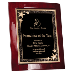 8 1/2" X 10" Rosewood Piano Finish Eclipse Plaque with Black Starburst Plate