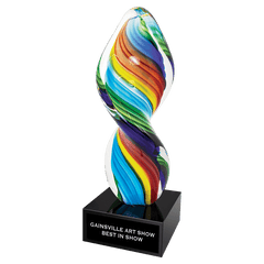 10 1/2" Rainbow Twist Art Glass