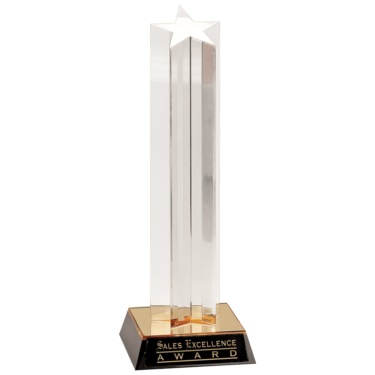 11" Clear Single Star Column Acrylic with Gold/Black Base