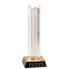 11" Clear Single Star Column Acrylic with Gold/Black Base