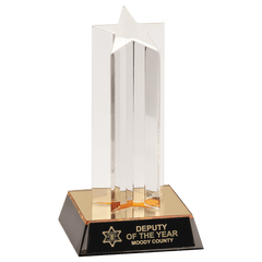 7" Clear Single Star Column Acrylic with Gold/Black Base