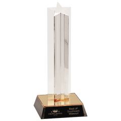 9" Clear Single Star Column Acrylic with Gold/Black Base