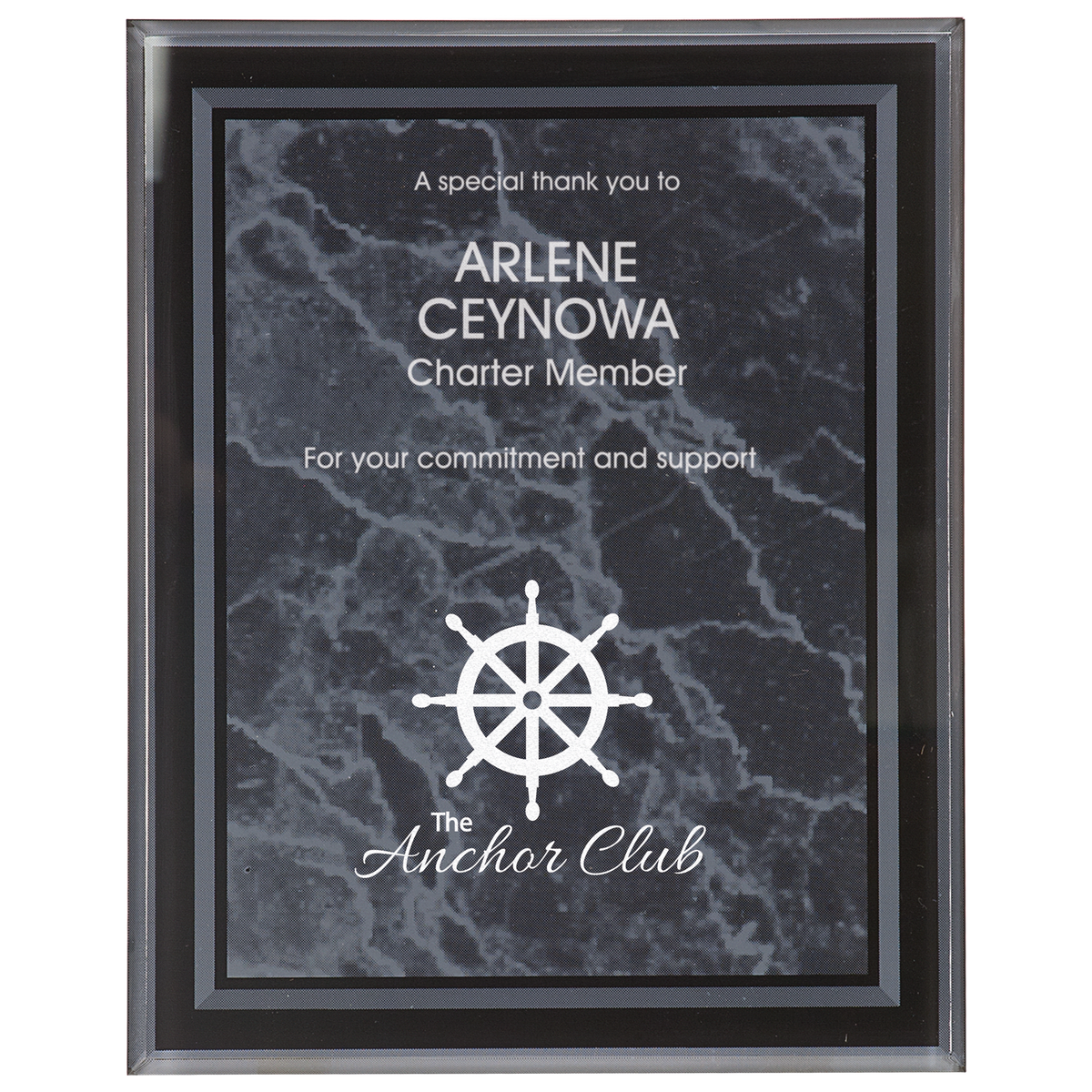 Black Marble Border Clear 7" x 9" -Plaq Acrylic