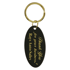 1 1/4" x 2 1/2" Black Oval Brass Keychain