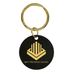 1 1/2" Black Blank Circle Keychain