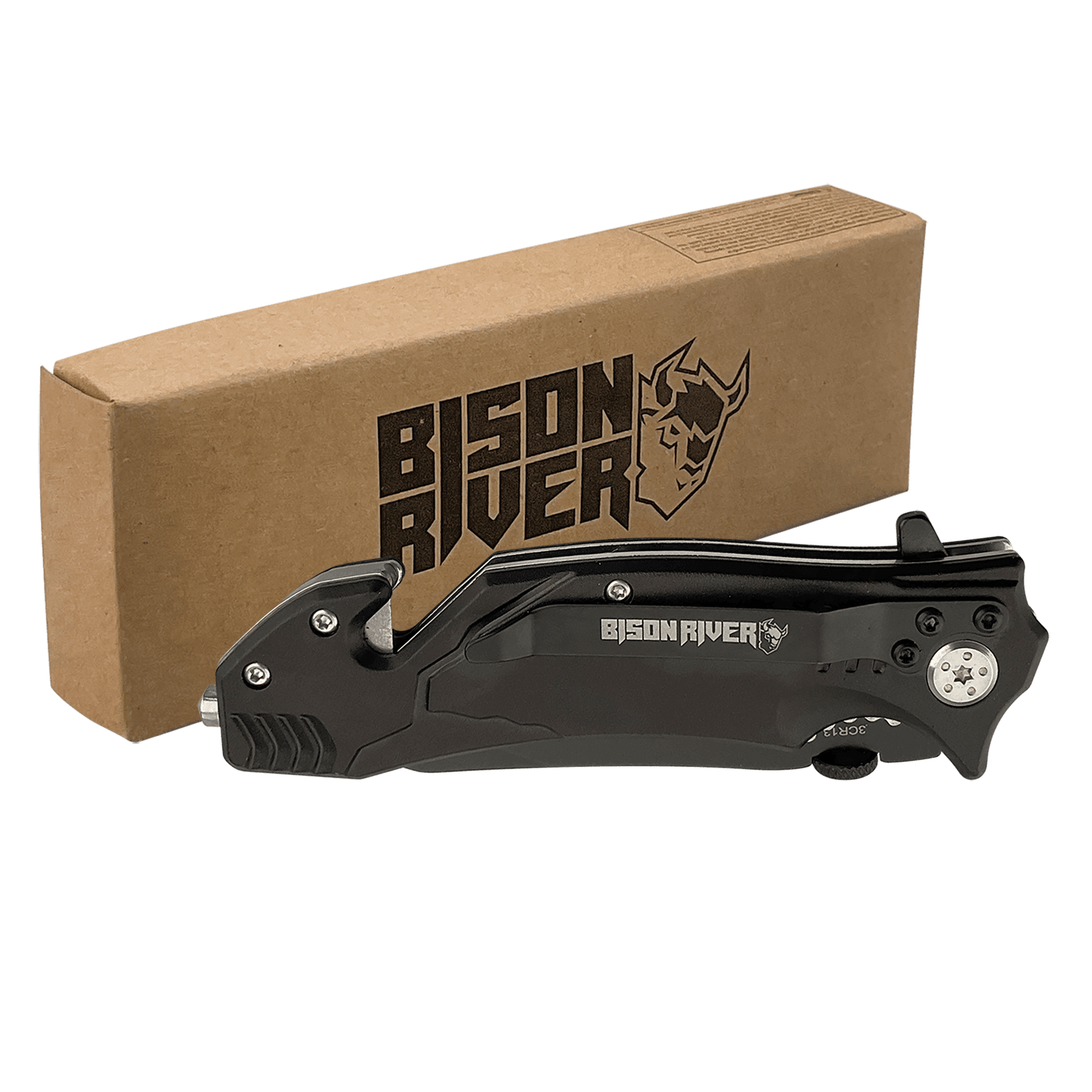 BR001 - Bison River 4 1/2" Black Rescue Knife (Copy)