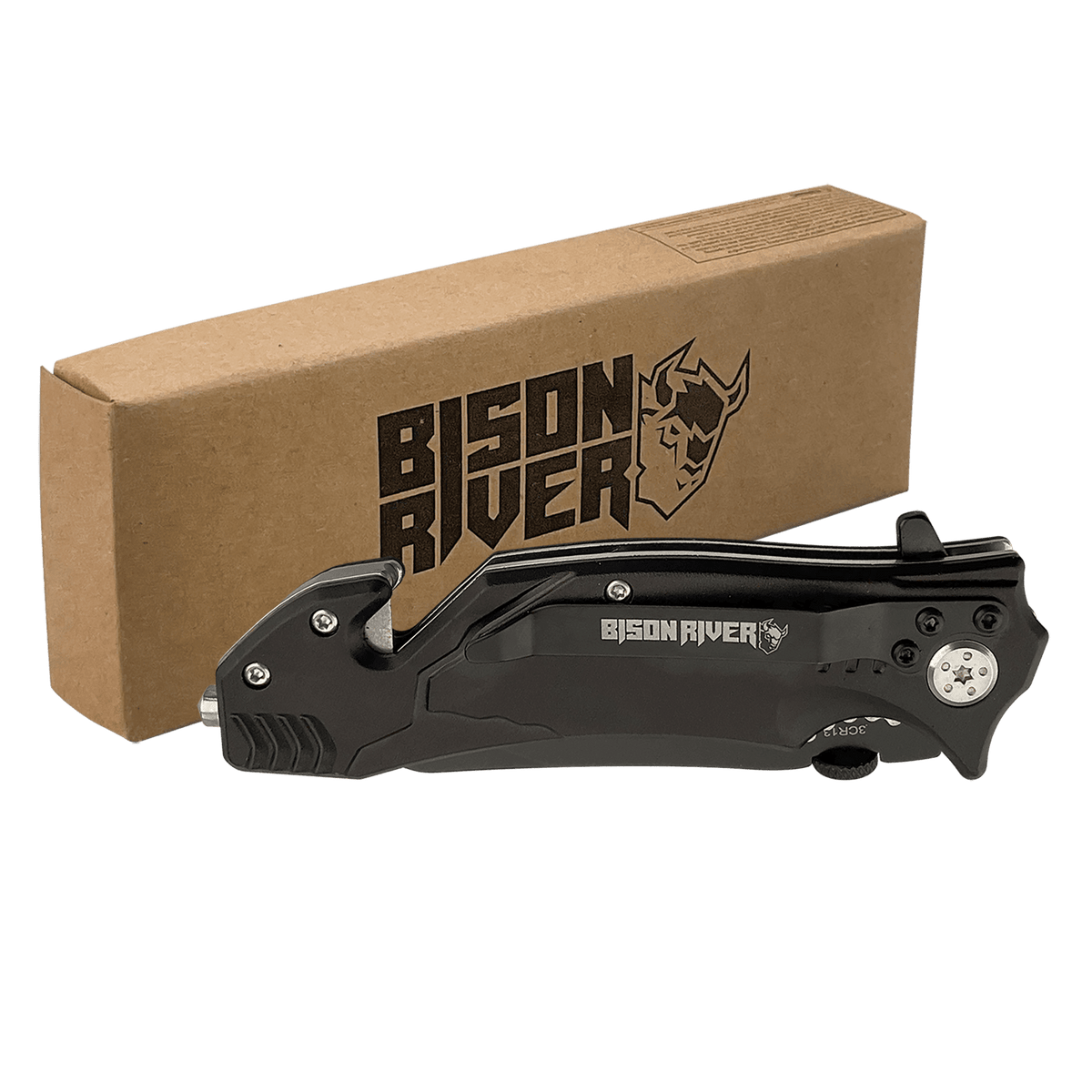 BR001 - Bison River 4 1/2" Black Rescue Knife (Copy)