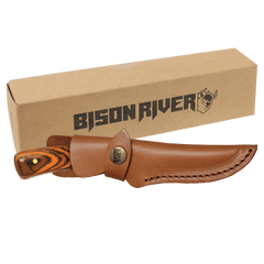 Bison River 7 3/4" Fixed Blade Wood Knife with Leather Sheath