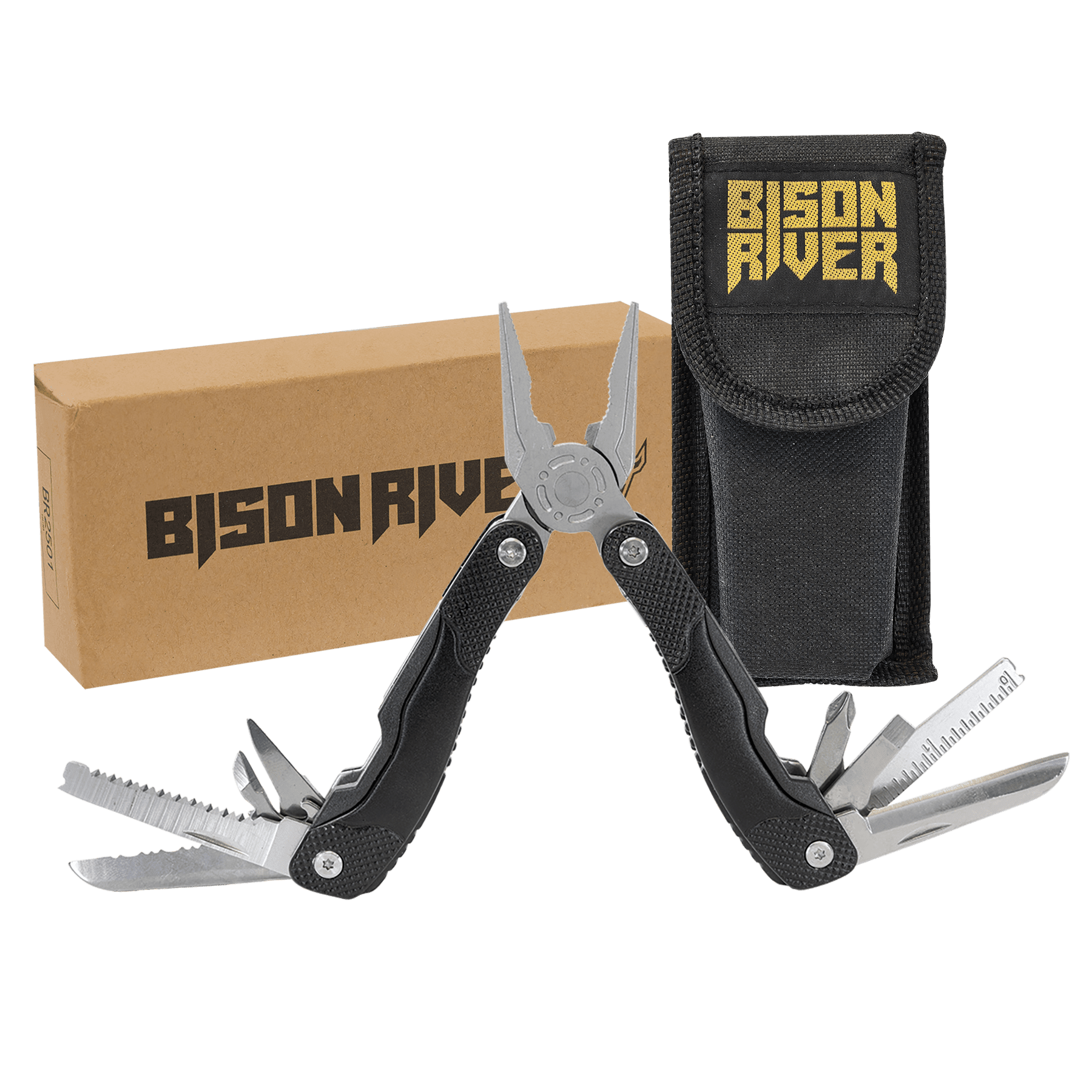 Bison River 4" Black 13 Function Multi Tool with Nylon Sheath