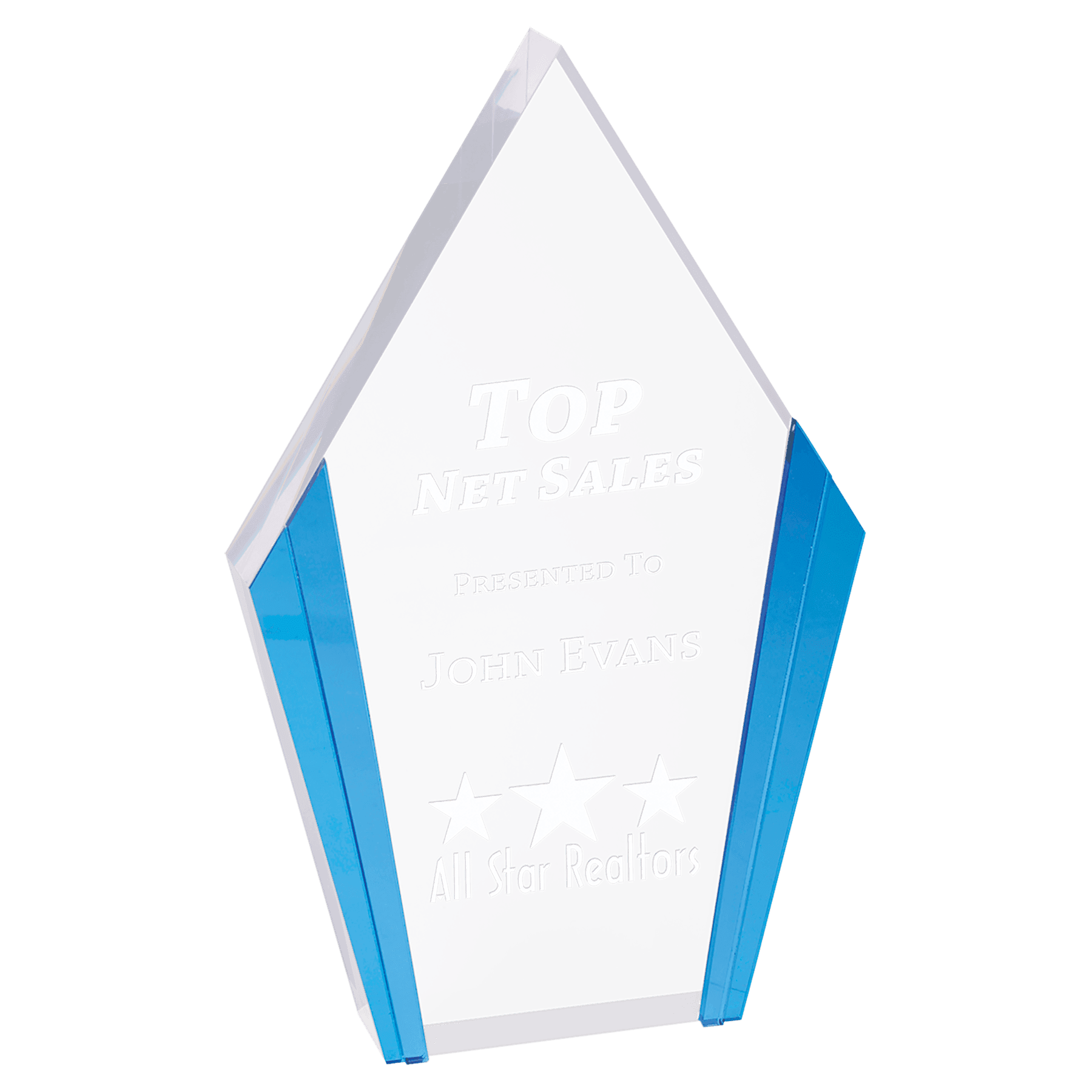 Blue 4 3/4" x 7 1/2" Diamond Acrylic with Edges