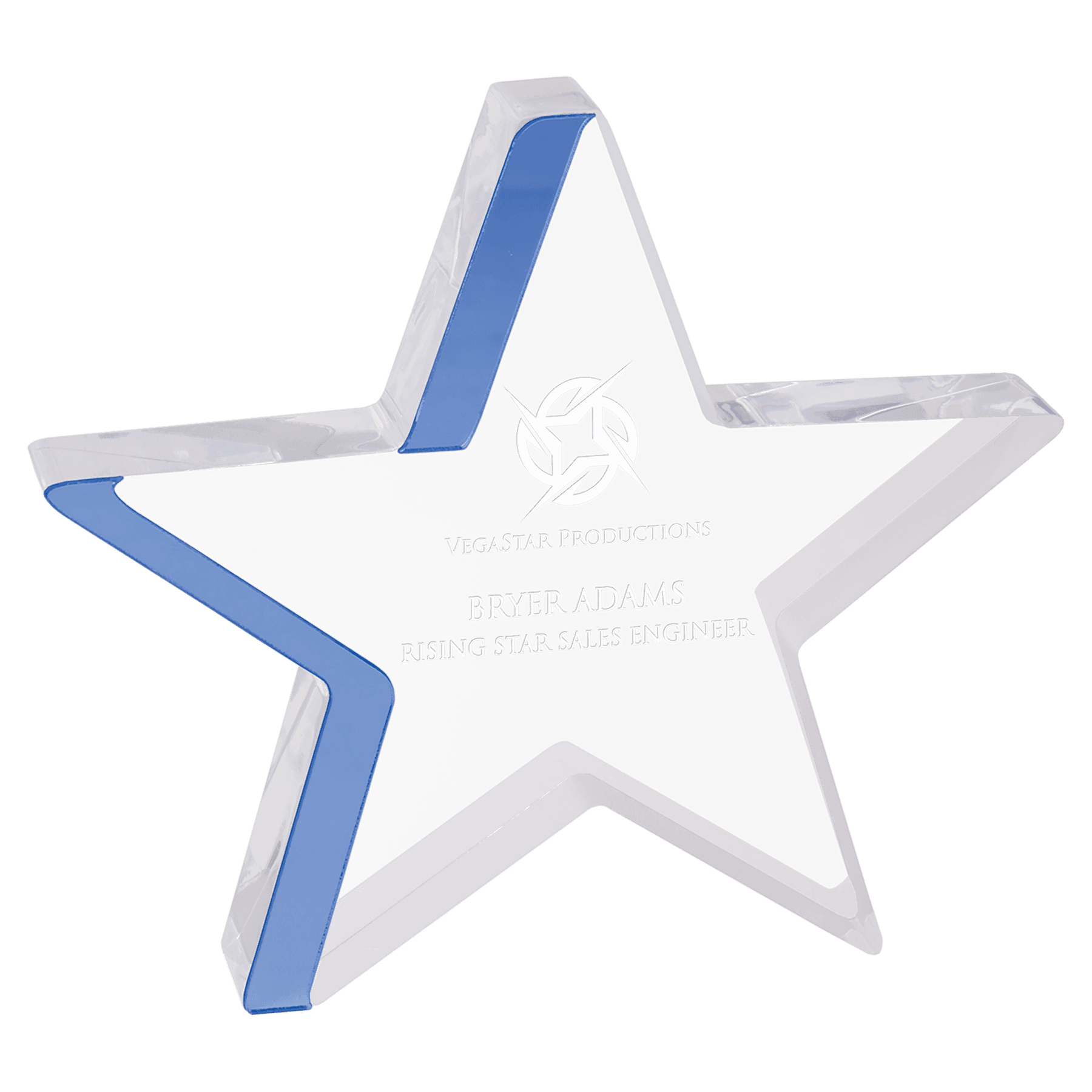 Blue 6 3/4" x 6" Star Acrylic with Edge