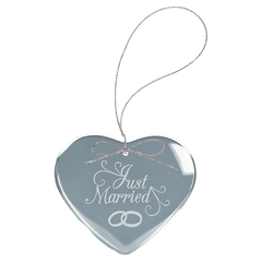 3" Clear Heart Glass Ornament with Silver String