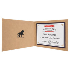 9" x 12" Light Brown Laserable Leatherette Certificate Holder for 8 1/2" x 11