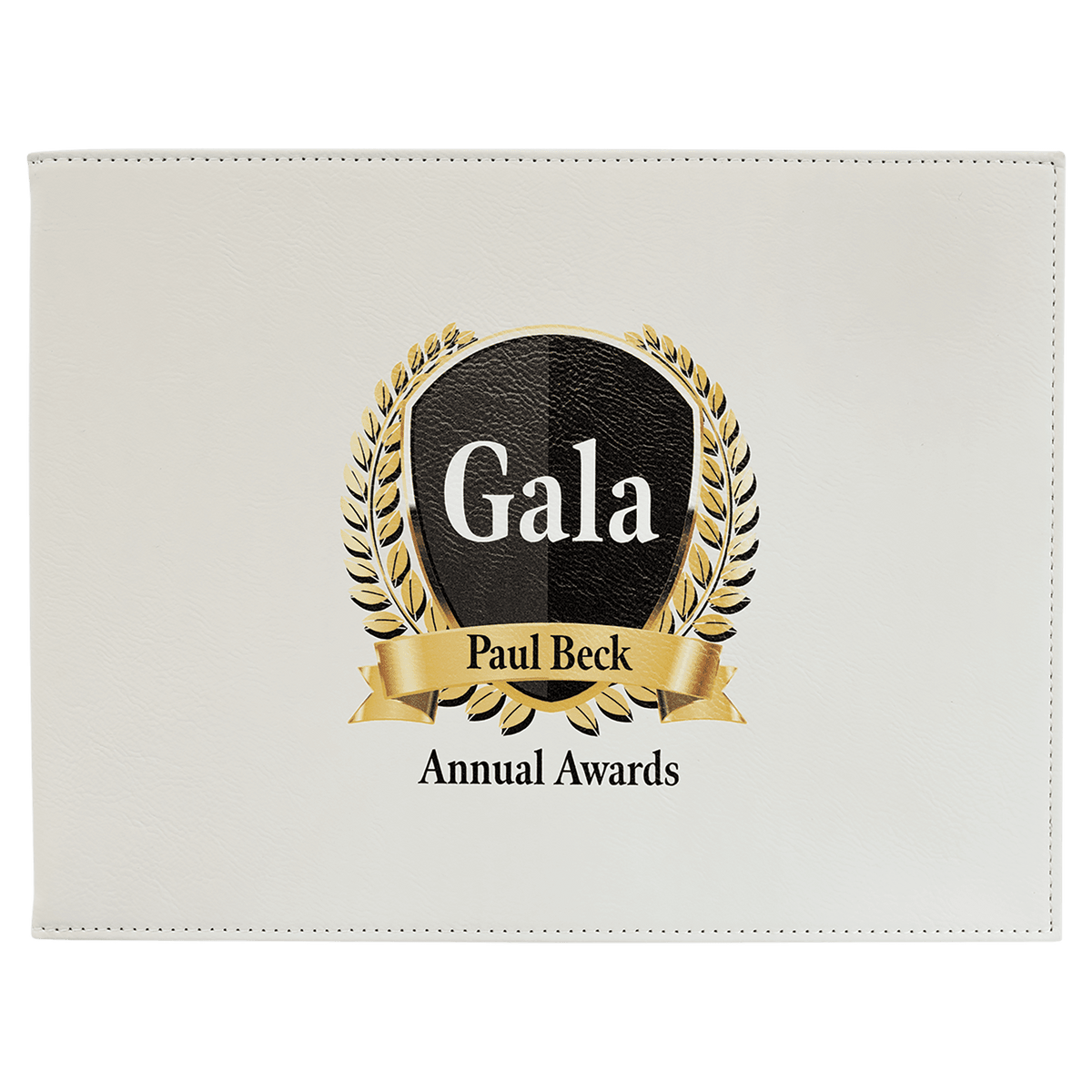 9" x 12" White Laserable Leatherette Certificate Holder