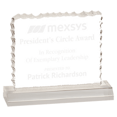 Clear 4 1/2" x 3 1/2" Cracked Ice Acrylic Blank with Base