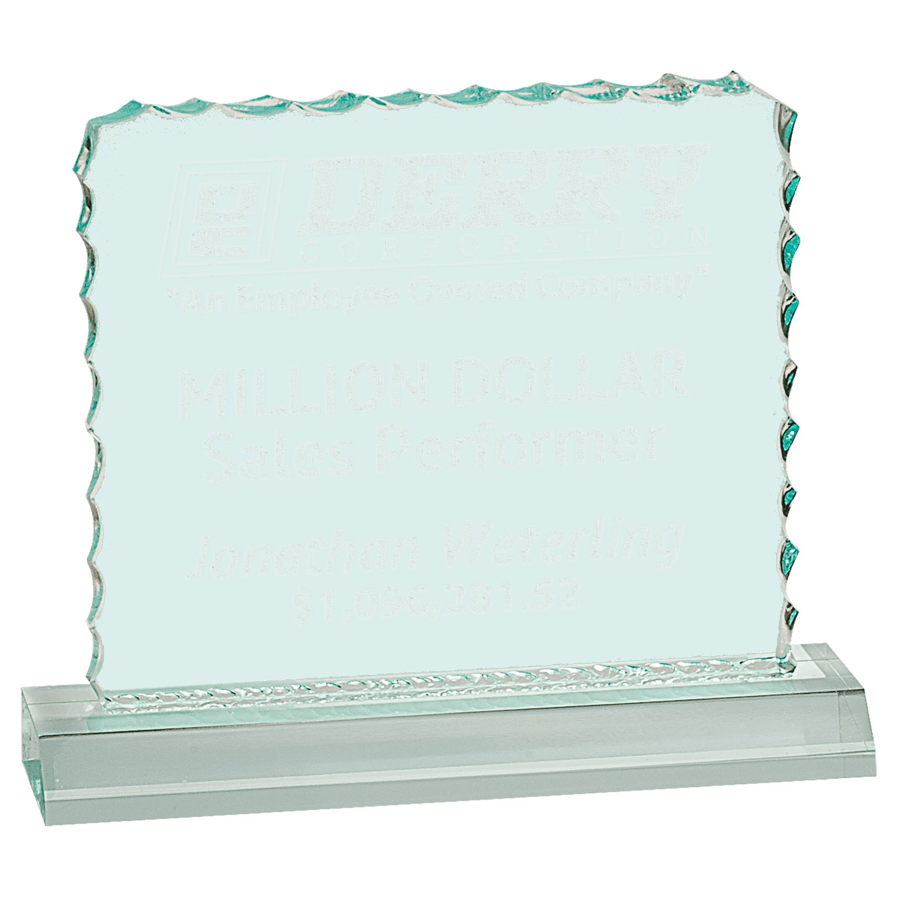 Jade 6 1/2" x 5 1/2" Cracked Ice Acrylic Blank with Base