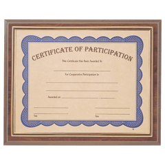 13" x 10 1/2" Cherry Finish Slide-in Plaque w/ 8 1/2" x 11" Frame