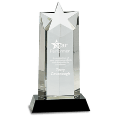 10" Crystal Star Column on Black Pedestal Base