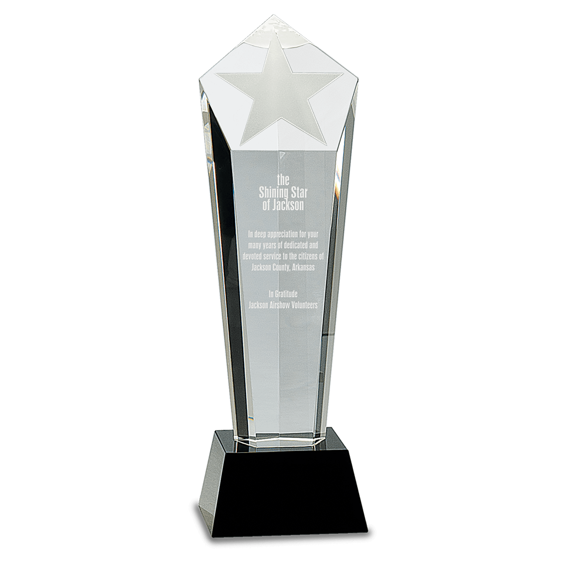 11 3/4" Crystal Frosted Star Column on Black Pedestal Base