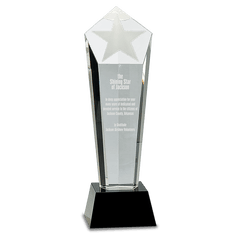 11 3/4" Crystal Frosted Star Column on Black Pedestal Base